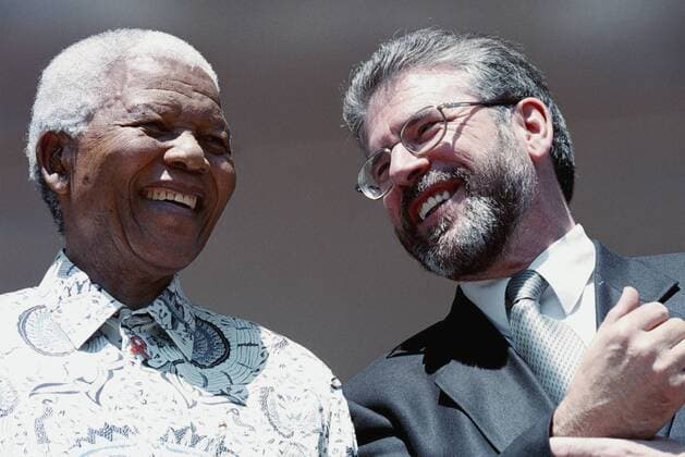Sinn Fein leader Gerry Adams (R) and Nelson Mandela at Madiba s residence. Gallo000016375