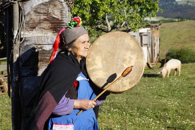 IMAGO Nature: Unsere Erde, Naturschutz, Indigene Völker Mapuche Frau, Schamanin, Region Bio-Bio, Chile, Südamerika iblheh01469707