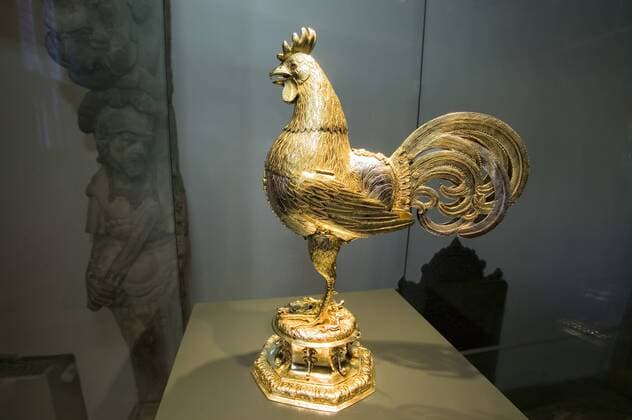  Goldener Hahn als Kelch im Friedenssaal, Schauplatz des spanisch-niederländischen Friedens 1648, westfälischer Frieden, Münster, Nordrhein-Westfalen, Deutschland, Europa iblhdf01496844