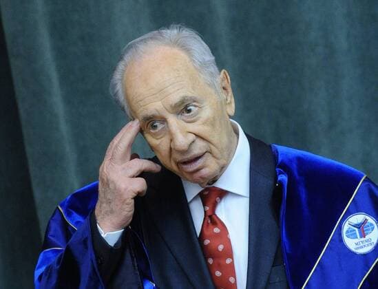 ITAR-TASS 39: MOSCOW, RUSSIA. MAY 11, 2010. Israeli President Shimon Peres speaks at the ceremony where he has been conferred with the honorary degree of Doctor by Moscow State Institute of International Relations (MGIMO-University).  RE0CF114