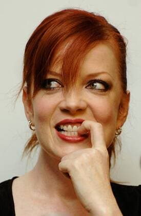 ITAR-TASS 98. MOSCOW, RUSSIA. JUNE 28. Lead singer of the Garbage rock group Shirley Manson during a press conference, dedicated to the beginning of the Tuborg Loud & Live music rock festival.  165253