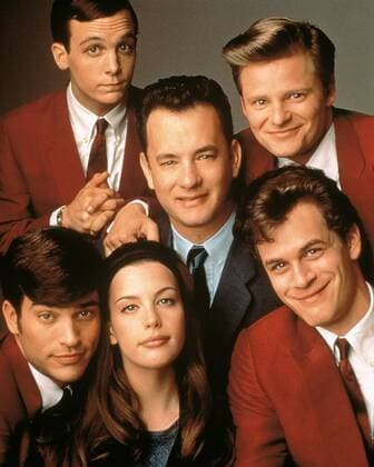 KPA51996.jpg THAT THING YOU DO That Thing You Do USA 1996 Tom Hanks untere Reihe: James Jimmy Mattingly (JOHNATHAN SCHAECH), Faye Dolan (LIV TYLER), Guy Patterson (TOM EVERETT SCOTT) obere Reihe: Bass Player (ETHAN RANDALL), Mr. White (TOM HANKS), Lenny Haise (STEVE ZAHN) box UnitedArchives51996