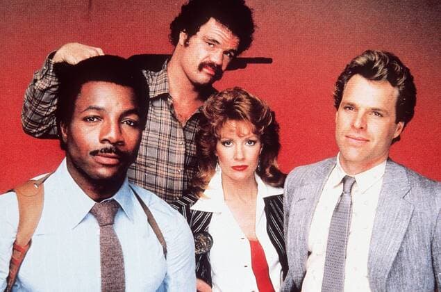 Ein Fall für Braker (1985) Harry Braker und sein junger Partner Eddie sollen den Mordfall in einem Hollywood-Studio aufklären... CARL WEATHERS - Braker ANNE SCHEDEEN - Polly JOSEPH BOTTOMS - Eddie ALEX ROCCO (hinten) , 01KPAHREIN UnitedArchives00038