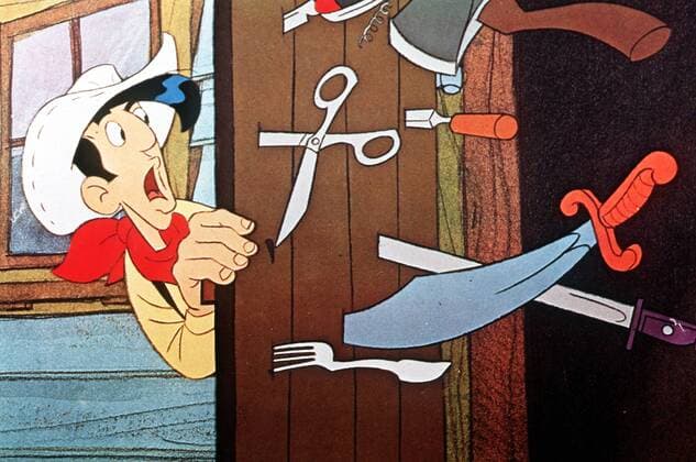 Lucky Luke - Sein grösster Trick (1978) Lucky Luke hat die Dalton-Bande dingfest gemacht. Die vier dümmlichen Schurken müssen Zwangsarbeit verrichten und sinnen auf kaltblütige Rache. Dann erreicht sie die Nachricht, daß sie von ihrem Onkel eine beträchtliche Summe Geld erben - wenn sie seinen Tod rächen. Und das kann Lucky Luke, der einsame Ritter für Recht und Ordung, verhindern! Szene. N , 25kpalucky2 UnitedArchives13686