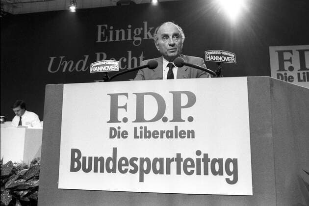 Otto Graf Lambsdorff (Deutschland FDP-Bundesvorsitzender) auf dem FDP-Vereinigungsparteitag in Hannover