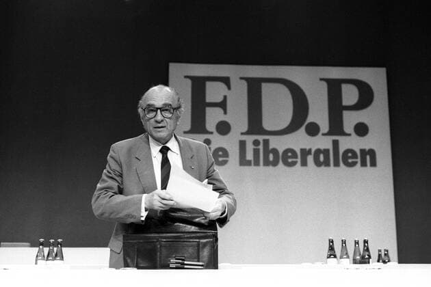 Otto Graf Lambsdorff (Deutschland FDP-Bundesvorsitzender) auf dem FDP-Vereinigungsparteitag in Hannover