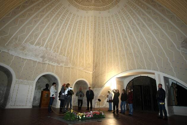 Czech Republic. South Moravia. 30 sept 2010. Slavkov. Memorial Austerlitz. (place of famous Battle of the Three Emperors . On December 2, 1805, allied Russian - Austrian armies fought with French army of the Emperor Napoleon I). Stone chapel in a modern style on a hill above the village of Prace in memory of all victims of the Battle of Austerlitz. 