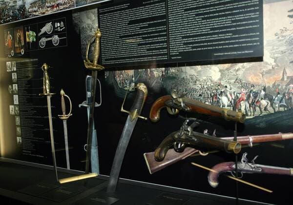 Czech Republic. South Moravia. 30 sept 2010. Slavkov. Memorial Austerlitz. (place of famous Battle of the Three Emperors . On December 2, 1805, allied Russian - Austrian armies fought with French army of the Emperor Napoleon I). Museum. Weapons. 