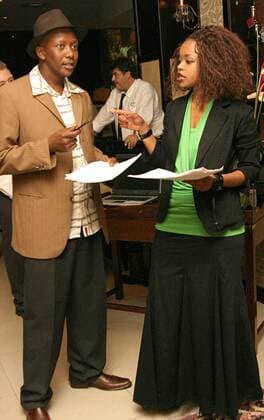 Zoleka Mandela JOHANNESBURG, SOUTH AFRICA ? 24 May 2005: Zoleka Seakemela with Loyiso Mgudlwa at Cantary Restaurant in Monte Casino. Gallo0000125680