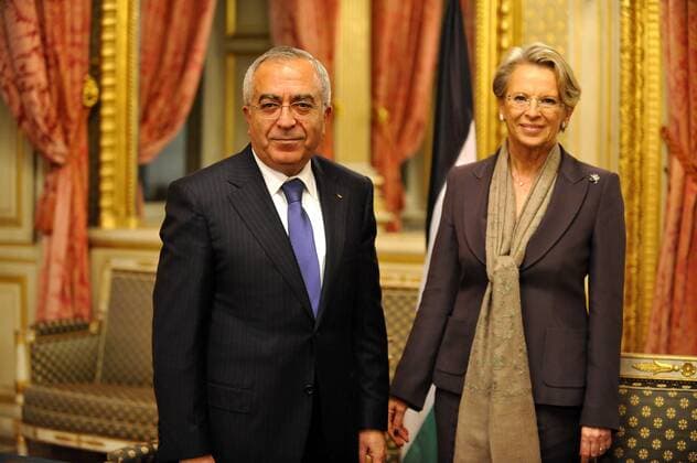 PARIS. Außenministerin Michele Alliot-Marie (Frankreich) mit Salam Fayyad 