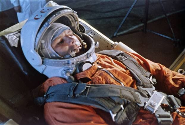 IMAGO History, Juri Gagarin wird der erste Mensch im Weltraum: 1961 Ikonische Bilder der Zeitgeschichte Moscow region. The Yuri Gagarin Cosmonauts Training Center. Soviet cosmonaut Yuri Gagarin. Reproduction.  TASS_1208581