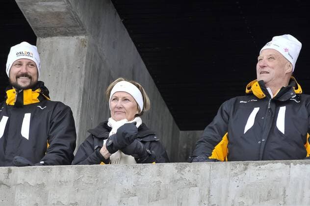 27.02.2011 Oslo, Norway Prince Haakon (L) Queen Sonja (C) King Harald attends the men s cross country 30 km pursuit during FIS Nordic World Ski Championships at Holmenkollen. 2011 FIS Nordic Skiing World Championships Oslo Feb 27th -  Content restricted for UK based newspaper