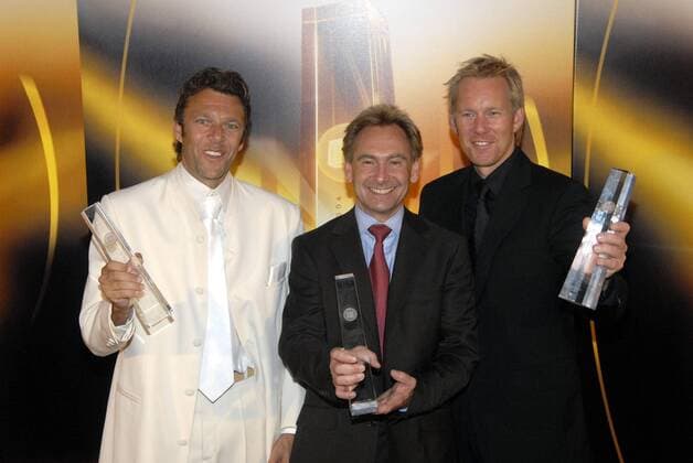 Jürgen Klopp , Urs Meier , Johannes B. Kerner Deutscher Fernsehpreis 2006 Eingang roter Teppich Coloneum Köln