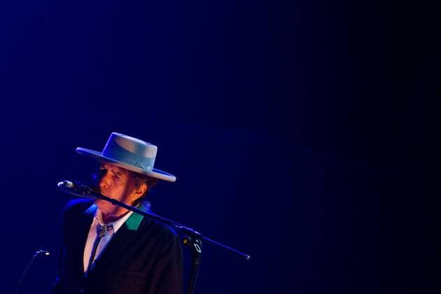 SHANGHAI, CHINA - APRIL 08: (CHINA OUT) Bob Dylan performs on the stage at his concert at Shanghai Grand Stage on April 8, 2011 in Shanghai, China.  CFP416215214
