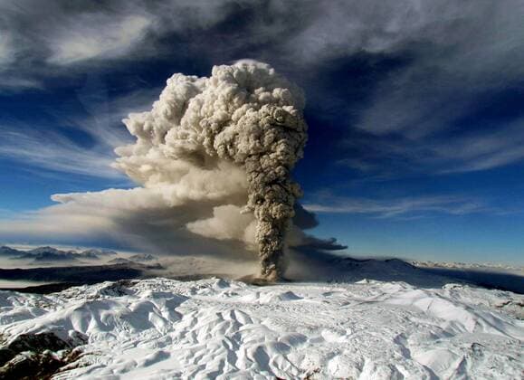This image released by the Chilean Air Force on June 14, 2011 shows the Puyehue-Cordon Caulle volcano spewing ash. The volcano, which started to erupt on June 4, has spread ash through most of the southen hemisphere and has disrupting hundreds of flights.  WAX20110621317