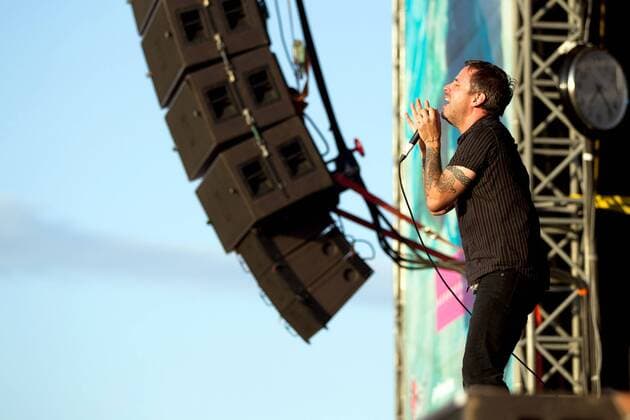 Highfield Festival 2011. Sänger Nathan Gray ( USA boysetsfire ) während eines Auftrittes anläßlich des Highfield Festival 2011 am 21.08.2011 am Störmthaler See Großpösna bei Leipzig.