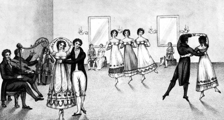 A group of Waltzers, 1817. Local Caption A Portrait of Jane Austen by David Cecil unused. POP 124 Mono Print !AUFNAHMEDATUM GESCHÄTZT! UnitedArchives0624468
