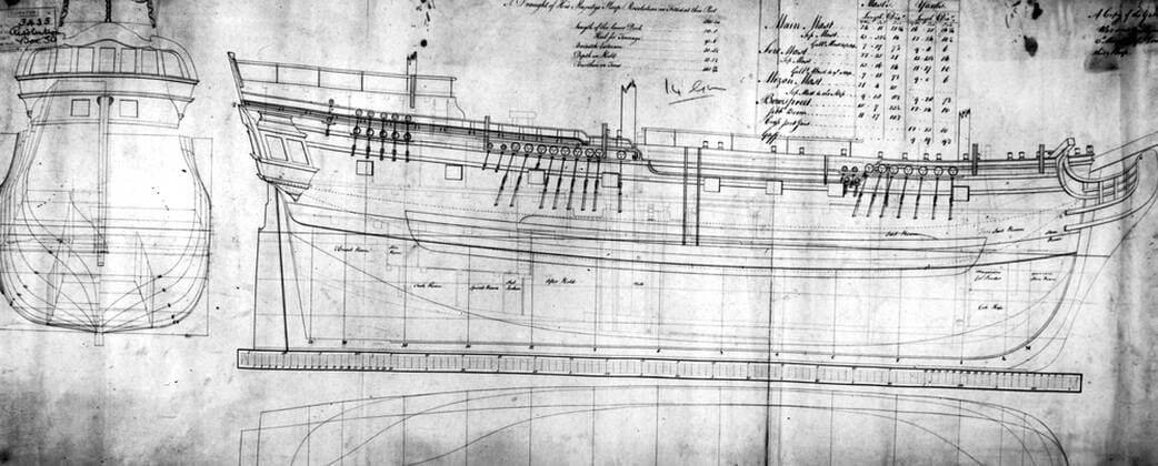 A plan of the Resolution. James Cook undertook his second circum navigation of the world in the Resolution in 1772. The Resolution was responsible for some remarkable feats and was to prove one of the great ships of history. She was the first ship to cross the Antarctic Circle (17 January 1773) and crossed twice more on the voyage. Antarctica: The Last Continent by Ian Cameron. Local Caption Mono Print UnitedArchives0649143