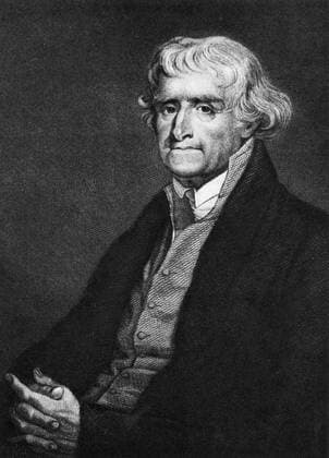 Thomas Jefferson : 13 April 1743 - 4 July 1826 , 3rd President of the United States of America , principal author of the Declaration of Independence in 1776 , and one of the most influential Founding Fathers Mono Book Illustration !AUFNAHMEDATUM GESCHÄTZT! UnitedArchives1229119