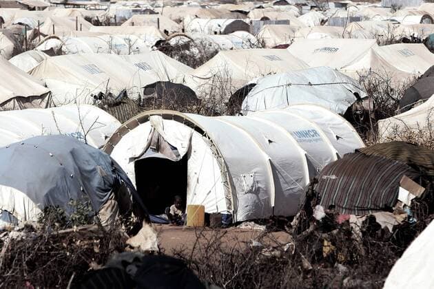 Kenya - Dadaab. Dadaab refugee camps is biggest in the world. There are 450 000 refugees living in Dadaab, 98% of them being from Somalia. They leave their country because of war and famine. 