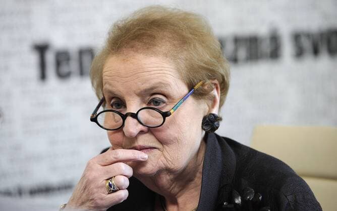 Czech-born former U.S. Secretary of State Madeleine Albright is seen during private visit to the Institute for the Study of Totalitarian Regimes (USTR) in Prague. Albright is searching for documents relating to her father, Josef Korbel. (CTKxPhoto StanislavxZbynek)  CTKPhoto96201110030340001