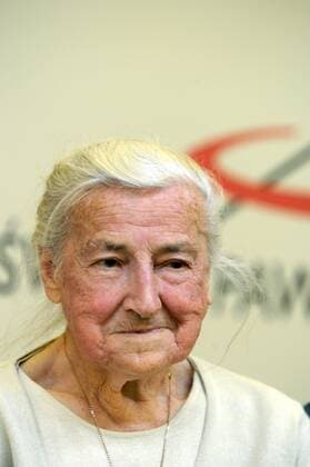 90-year-old Wanda Poltawska promotes her newest book One room at the Episcopacy of Poland on October 4, 2011 in Warsaw, Poland. Wanda Poltawska, former Ravensbruck Concentration Camp prisoner, is a medical doctor and a member of Papal Theological Academy. She was one of the John Paul II s closest friends and was present at the JP II s deathbed. EN_00983550_0003 