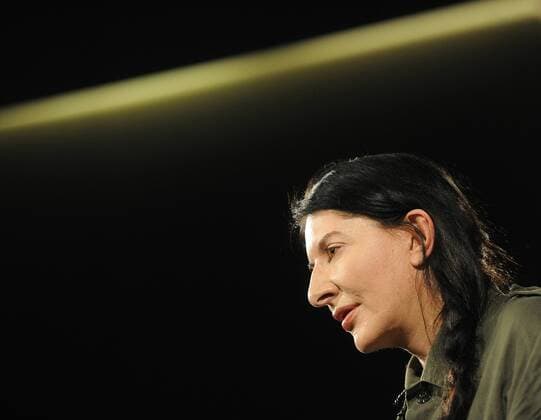 MOSCOW, RUSSIA. OCTOBER 7. 2011. New York-based Serbian performance artist Marina Abramovic appears at the opening of her retrospective exhibition titled The Artist Is Present at Moscowâ€™s Center for Contemporary Culture and Art â€˜Garage.â€™  premiumd RE0EF9C7