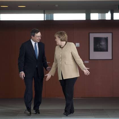 Deutschland, Berlin, Bundeskanzleramt, Gespräch Bundeskanzlerin Angela Merkel mit dem Kandidaten für das Amt des Präsidenten der Europäischen Zentralbank, Mario Draghi, 16.06.2011