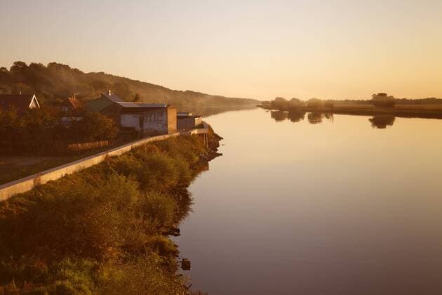  Abendstimmung an der Oder bei Krajnik Dolny, polnisch-deutsche Grenze, Polen, Europa ibljwd02052607