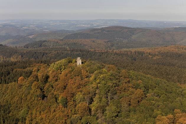 Luftbild, Hohe Acht, Höchster Eifelberg, Burg, Kaltenborn, Eifel, Rheinland-Pfalz, Germany, Europa !ACHTUNGxMINDESTHONORARx60xEURO!