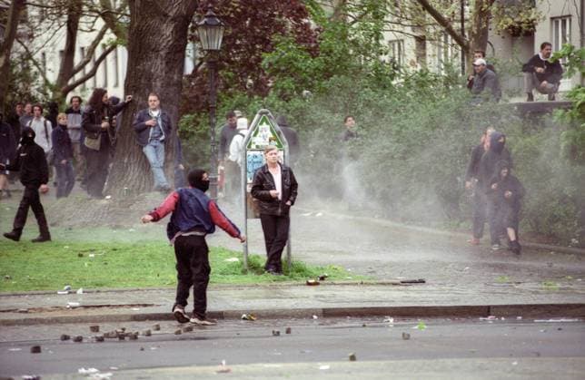 Polizeieinsatz bei Auseinandersetzungen am 1. Mai in Berlin-Kreuzberg