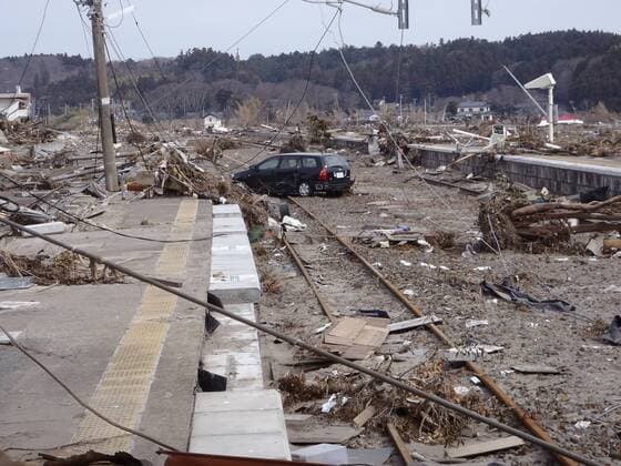 (FILE PHOTO) Tomioka, Japan - A photo released on February 28, 2012 shows a general view of the destruction inside the Fukushima nuclear zone. Naoto Matsumura (52) is a rice farmer living alone about 12km away from the crippled Fukushima Dai Ichi nuclear power plant. This puts him well within the government imposed danger exclusion zone but he has refused steadfastly to evacuate from his hometown, Tomioka since the March 11th 2011 disaster happened. Before the nuclear crisis took hold his town was home to 16,000 but now Matsumura-san is the only inhabitant. He has been surviving on canned food cooked on a gas stove and provided by volunteers as he still has no electric power. Most of his days are spent looking after abandoned animals including pets and farm animals left by victims and evacuees. These are his only company. He requested help from the government for this but was told that a  ( 20151796)