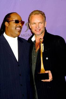 Dec. 11, 2003 - Hollywood, California, U.S. - STEVIE WONDER, STING.BILLBOARD MUSIC AWARDS - PRESS ROOM.GRAND ARENA, MGM GRAND HOTEL CASINO, LAS VEGAS, USA,.12 10 2003. ALEC MICHAEL 2003.K34594AM Hollywood U.S.  - ZUMAmm4