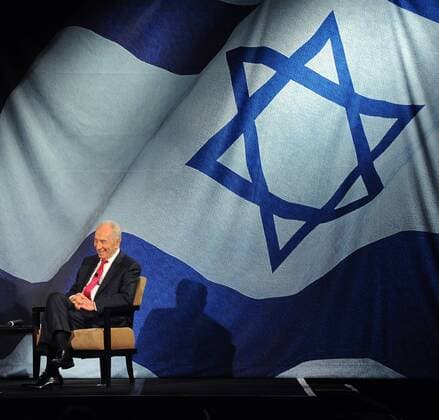 President of Israel Shimon Peres addresses members of the Jewish community about the Israeli-Palestanian peace process, the threat of Iran and the entertainment industry in Beverly Hills, California on March 8, 2012.  LAP2012030826