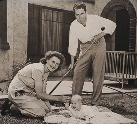 In honor of what would have been the late Pat Nixon s 100th birthday, a special exhibit devoted to the former First Lady is on display, including this photo of Richard Nixon (R), wife Pat and daughter Tricia, at the Nixon Presidential Library in Yorba Linda, California on March 16, 2012.  LAP20120315124
