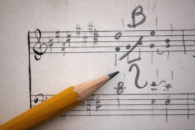 Tag der Musik am 21. Juni Notenblatt GER 20120302, Notenblatt mit handschriftlichen Eintragungen