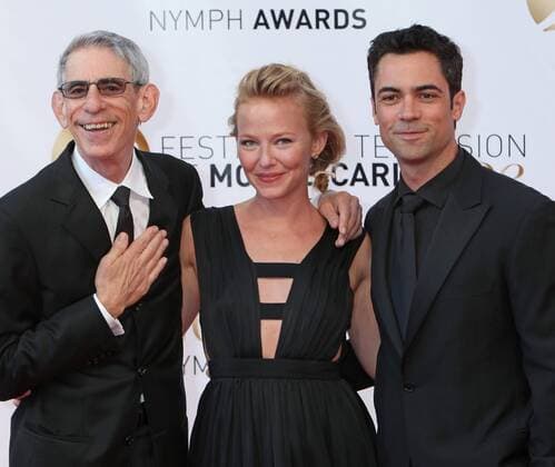 Richard Belzer (L), Kelli Giddish (C) and Danny Pino arrive on the red carpet for the closing ceremony of the 52nd annual Monte Carlo Television Festival in Monte Carlo, Monaco on June 14, 2012.  MCO20120614864