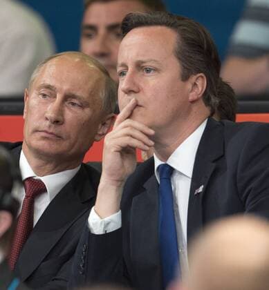 Russian President Vladimir Putin and Prime Minister David Cameron watching the Judo at the London 2012 Olympics , Thursday 2nd August 2012 Photo by: i-Images i-Images  SLK