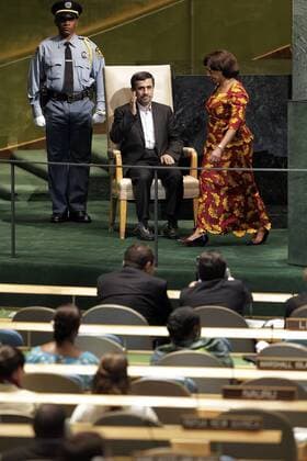 His Excellency Mahmoud Ahmadinejad, President of the Islamic Republic of Iran waits to address the United Nations at the 67th United Nations General Assembly in the UN building in New York City on September 26, 2012.  NYP20120926123