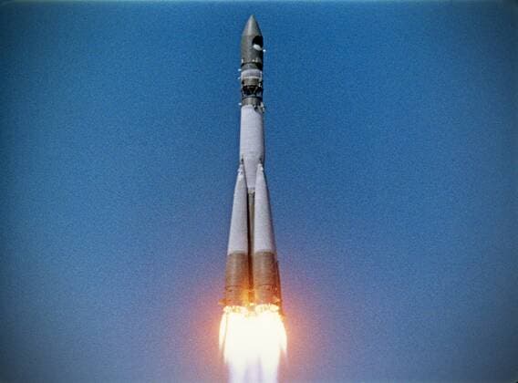 Kazakh SSR. The Baikonur Cosmodrome. Launch of space vehicle Vostok 6 . Reproduction. .  TASS_1225363