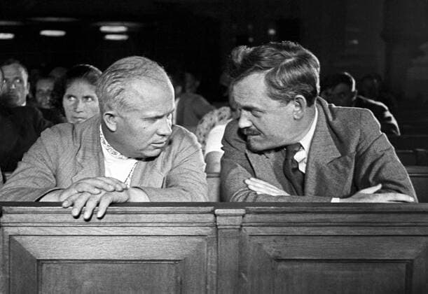 Moscow. Nikita Khrushchev (L) and Soviet Prime Minister Vyacheslav Molotov.  TASS_1203098