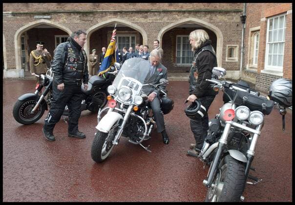 HRH Prince Charles meets Hells Angels and ambassadors for the Royal British Legion launch London Poppy Day to raise £1m. i-Images 