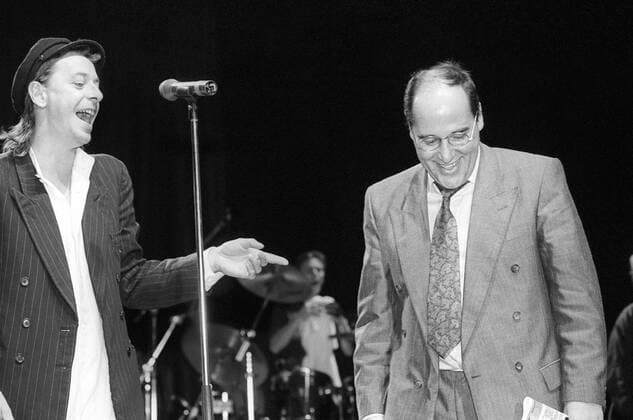 Wahlkampfveranstaltung der PDS in der Meistersingerhalle in Nürnberg - Gregor Gysi mit Rio Reiser