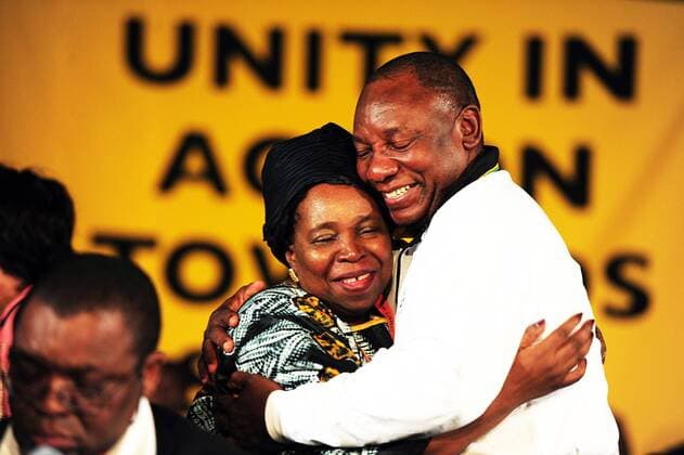 ANC elective conference - M24 MANGUANG, SOUTH AFRICA - DECEMBER 20: Newly elected deputy president of the ANC Cyril Ramaphosa congradulates Nkosazana Zuma for being elected into the NEC on the last day of the ANC National Conference on December 20, 2012 in Mangaung, South Africa. ( Gallo0000181275