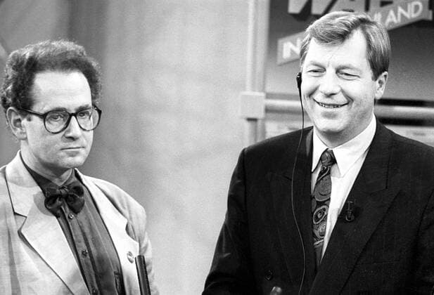 Wahlen zum Bundestag und zum Abgeordnetenhaus von Berlin: Eberhard Diepgen (re., Deutschland CDU) und Konrad Weiß (Deutschland Bündnis90 Die Grünen)