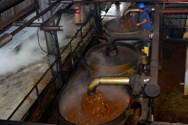 IMAGO Nature: Unsere Erde, Umweltverträgliche Herausforderungen des 21. Jahrhunderts, Palmöl (130114) -- MEDAN, Jan. 14, 2013 (Xinhua) -- A worker checks crude palm oil at a factory in Langkat of North Sumatra, Indonesia, on Jan. 11, 2013. The demand of palm oil and vegetable oil will increase by 4 million tons or so, Executive Director of Oil Palm Entrepreneur Indonesia Combined Fadhil Hasan quoted experts. (Xinhua Jefri Tarigan) (syq) INDONESIA-MEDAN-OIL PALM 