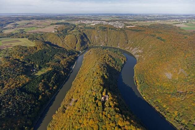 Saarschleife, Saar, Burg Montclair, Mettlach, Saarland, Saarland, Deutschland, Europa !ACHTUNGxMINDESTHONORARx60xEURO!