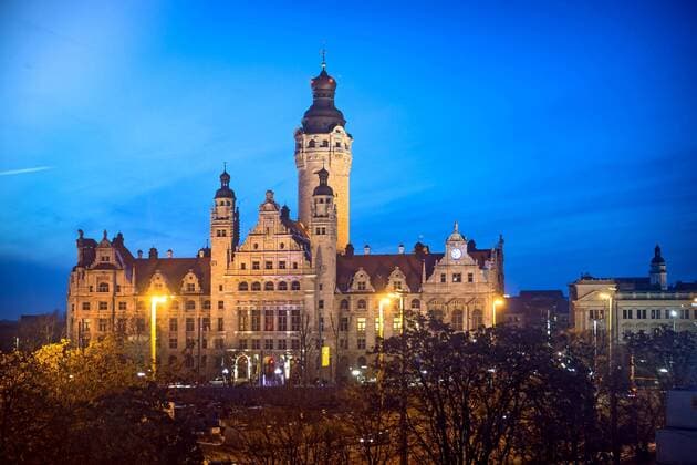 Leipzig. Neues Rathaus. Das illumninierte Neue Rathaus am 16.03.2013 in Leipzig.