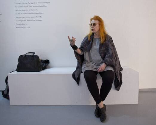 ITAR-TASS: MOSCOW, RUSSIA. MAY 14, 2013. German installation artist Rebecca Horn at the opening of her personal show titled Melancholic Tornado, at Multimedia Art Museum, Moscow (MAMM).  RE11B851