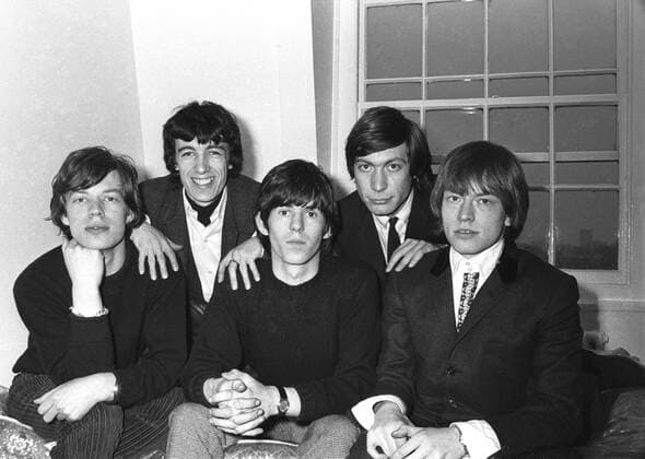 The Rolling Stones pop group . They are from left to right ; Mick Jagger , Bill Wyman , Keith Richards , Charlie Watts and Brian Jones . 1960s UnitedArchives00152778 
